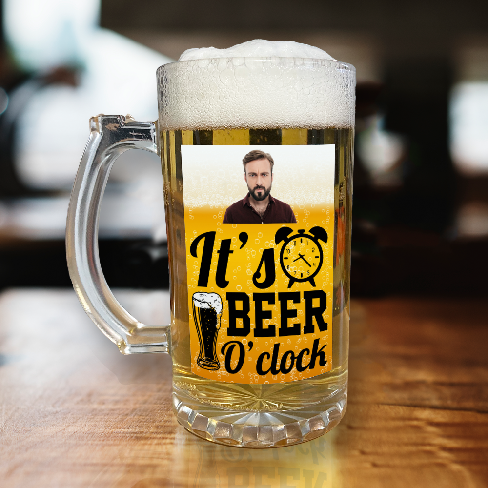Personalised Beer Glass It's Beer O'Clock