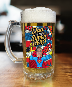Personalised Beer Glass Dad Is My Superhero