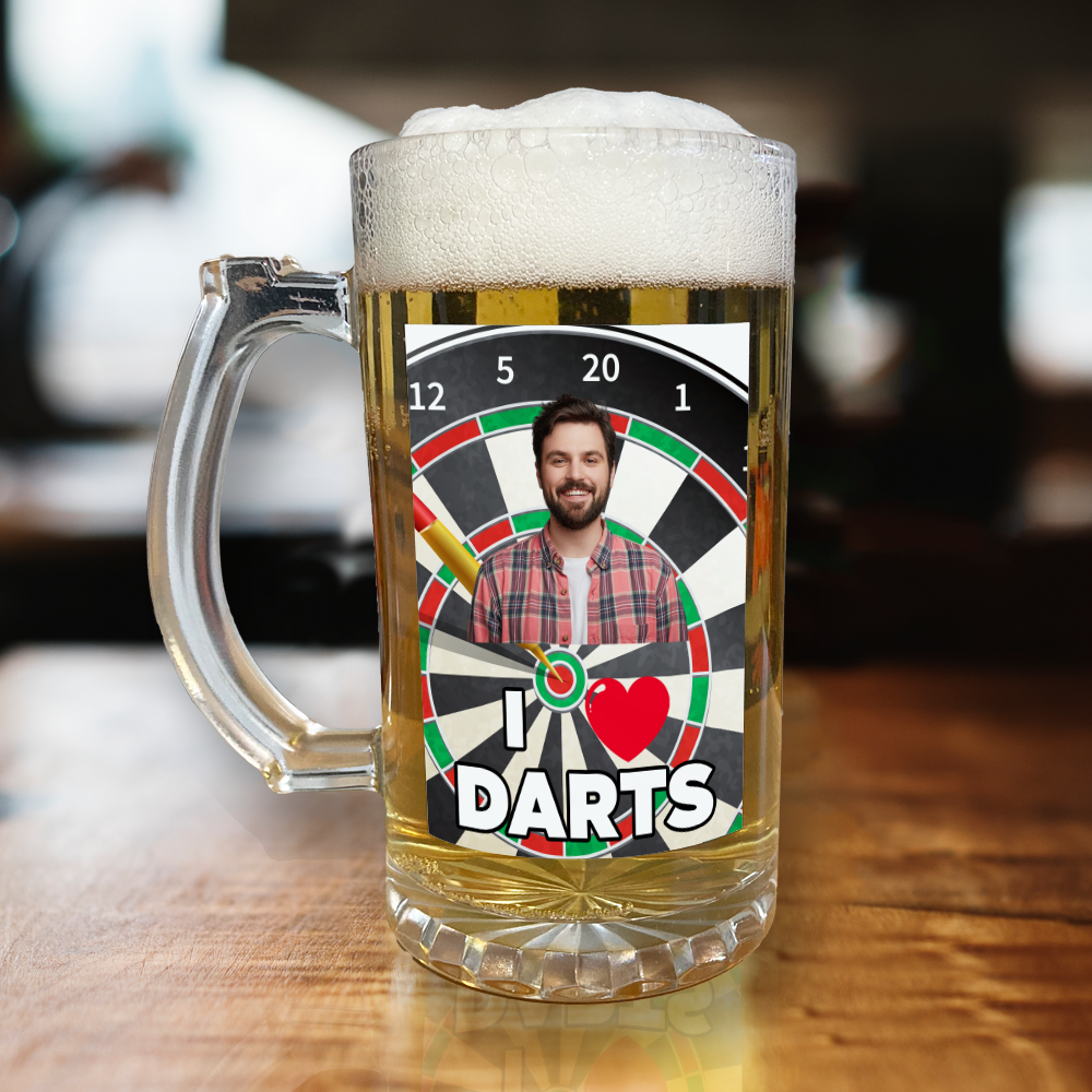 Personalised Beer Glass I Love Darts