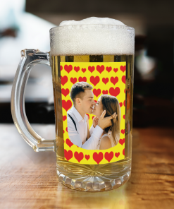 Alternative view of Personalised Beer Glass Love Hearts Add Any Photo Valentine's Day Glass