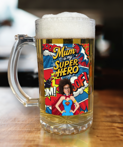 Personalised Beer Glass Mum Is My Superhero