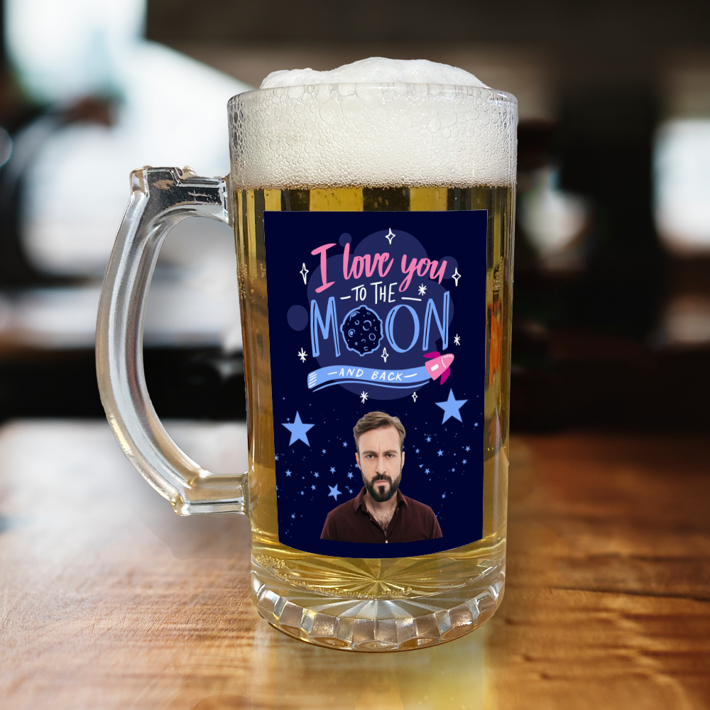 Personalised Beer Glass I Love You To The Moon & Back