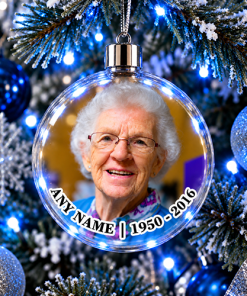 Any Name Memorial Ornament - Jumbo Acrylic Bauble Add Photo, Name & Years