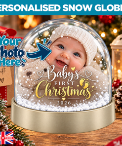 Personalised Snow Globe - Baby's First Christmas 2026 Photo Upload