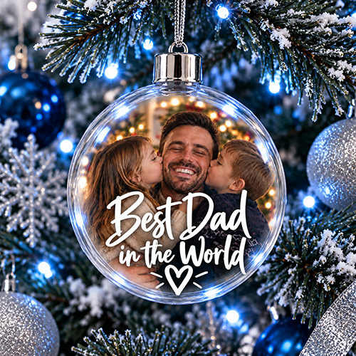 Best Dad In The World Photo Upload - Jumbo Acrylic Bauble