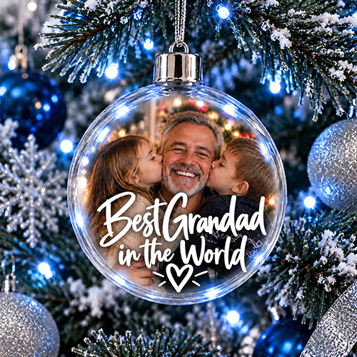 Best Grandad In The World Photo Upload - Jumbo Acrylic Bauble