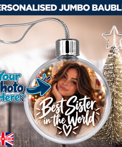 Alternative view of Best Sister In The World Photo Upload - Jumbo Acrylic Bauble