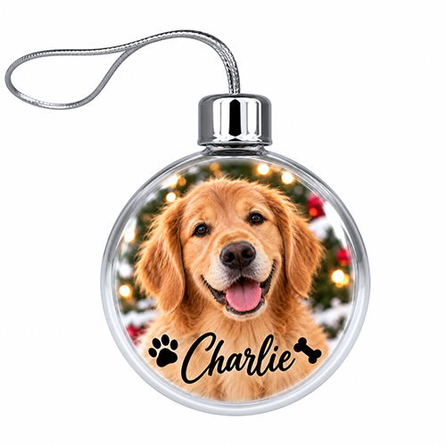 Pet Dog Photo & Name Upload - Jumbo Acrylic Bauble - Image 3