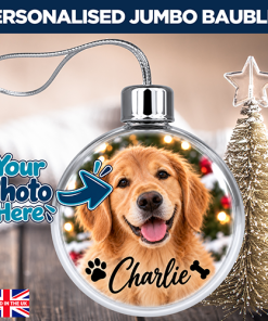 Alternative view of Pet Dog Photo & Name Upload - Jumbo Acrylic Bauble