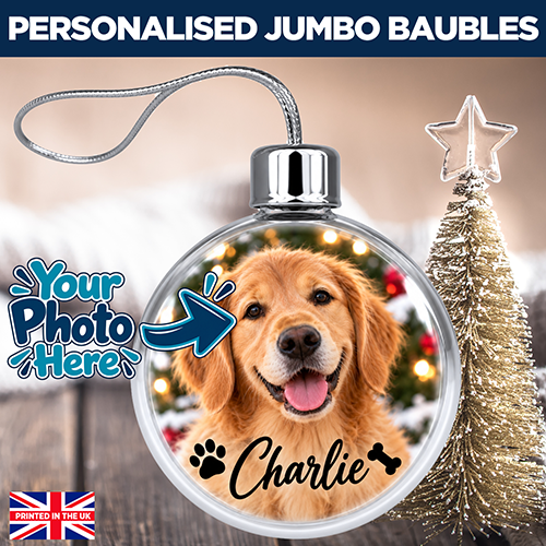 Pet Dog Photo & Name Upload - Jumbo Acrylic Bauble - Image 2