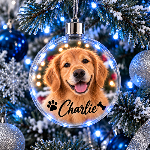 Pet Dog Photo & Name Upload - Jumbo Acrylic Bauble