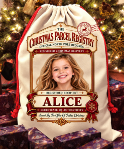 Personalised Christmas Santa Sack Any Photo & Name - Christmas Parcel Registry