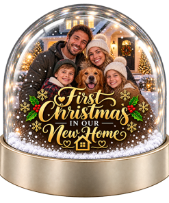 Alternative view of Personalised Snow Globe - First Christmas In Our New Home Photo Upload