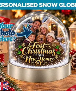 Personalised Snow Globe - First Christmas In Our New Home Photo Upload