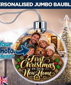 Alternative view of First Christmas In Our New Home Photo Upload - Jumbo Acrylic Bauble