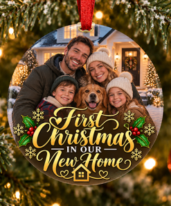 First Christmas In Our New Home - Photo Ceramic Bauble
