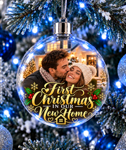 First Christmas In Our New Home Photo Upload - Jumbo Acrylic Bauble