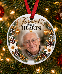 Forever In Our Hearts - Photo Memorial Ceramic Bauble
