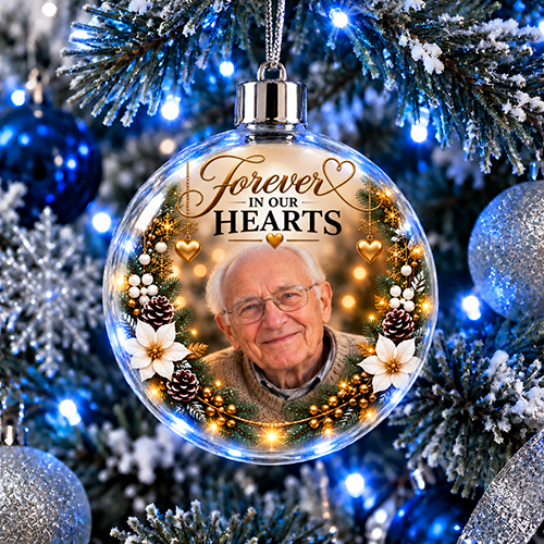 Forever In Our Hearts Photo Upload - Memorial Ornament Jumbo Acrylic Bauble