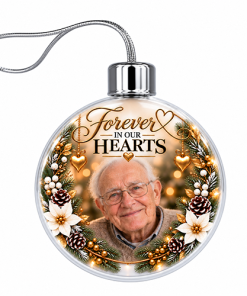 Forever In Our Hearts Photo Upload - Memorial Ornament Jumbo Acrylic Bauble - Image 3