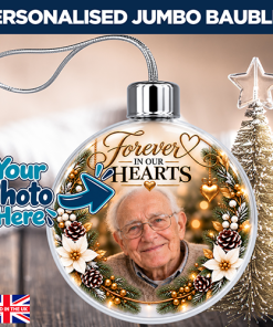 Alternative view of Forever In Our Hearts Photo Upload - Memorial Ornament Jumbo Acrylic Bauble