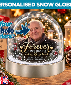Personalised Memorial Snow Globe - Forever In Our Hearts Photo Upload