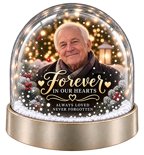 Personalised Memorial Snow Globe - Forever In Our Hearts Photo Upload - Image 2