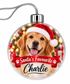 Santa's Favourite Photo & Name Upload - Jumbo Acrylic Bauble - Image 3