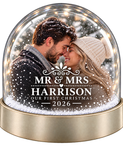 Alternative view of Personalised Snow Globe - Mr & Mrs Any Surname Our First Christmas 2026