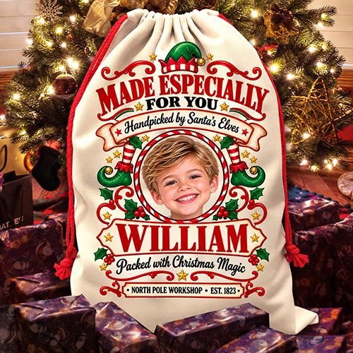 Personalised Christmas Santa Sack Any Photo & Name - Made Especially For You