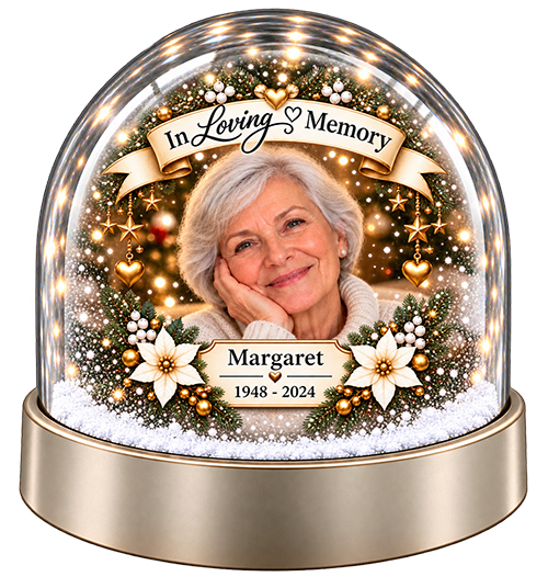 Personalised Snow Globe - In Loving Memory Memorial Any Photo, Name & Memorial Years - Image 2