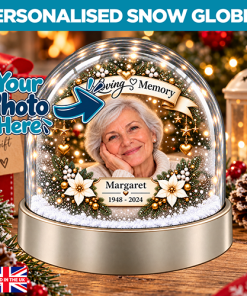Personalised Snow Globe - In Loving Memory Memorial Any Photo, Name & Memorial Years