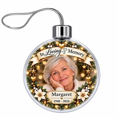 In Loving Memory - Jumbo Acrylic Bauble Any Photo, Name & Memorial Years - Image 3