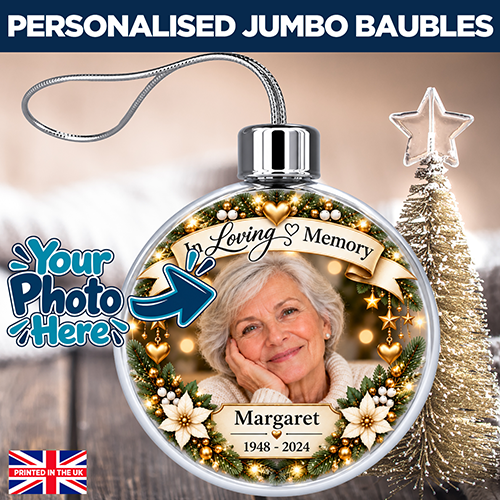 In Loving Memory - Jumbo Acrylic Bauble Any Photo, Name & Memorial Years - Image 2