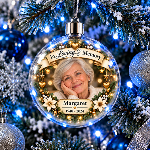 In Loving Memory - Jumbo Acrylic Bauble Any Photo, Name & Memorial Years