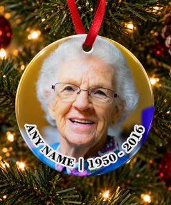 Any Name's Memorial Bauble - Photo, Name & Years Memorial Ceramic Bauble