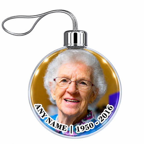 Any Name Memorial Ornament - Jumbo Acrylic Bauble Add Photo, Name & Years - Image 3