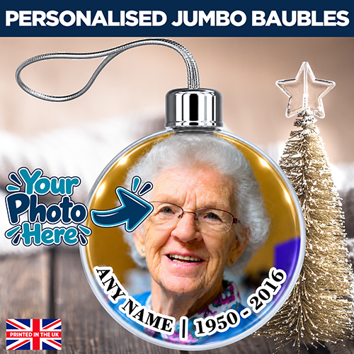 Any Name Memorial Ornament - Jumbo Acrylic Bauble Add Photo, Name & Years - Image 2