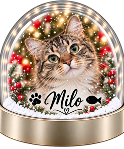Alternative view of Personalised Snow Globe - Pet Cat Photo & Name Upload