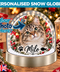 Personalised Snow Globe - Pet Cat Photo & Name Upload