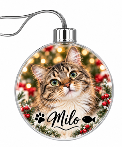 Pet Cat Photo & Name Upload - Jumbo Acrylic Bauble - Image 3