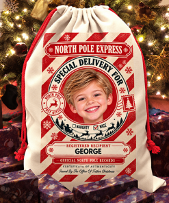 Personalised Christmas Santa Sack Any Photo & Name - North Pole Express Special Delivery