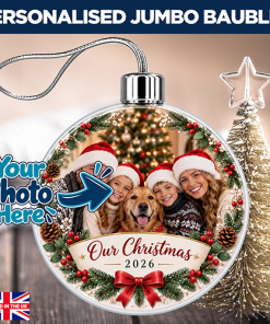 Alternative view of Our Christmas 2026 Photo Upload - Jumbo Acrylic Bauble