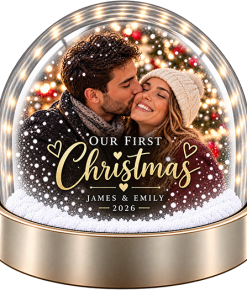 Alternative view of Personalised Snow Globe - Our First Christmas 2026 Photo & Couples Name Upload