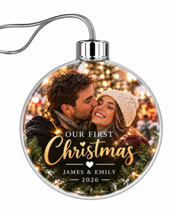 Our First Christmas 2026 Photo & Names - Jumbo Acrylic Bauble - Image 3