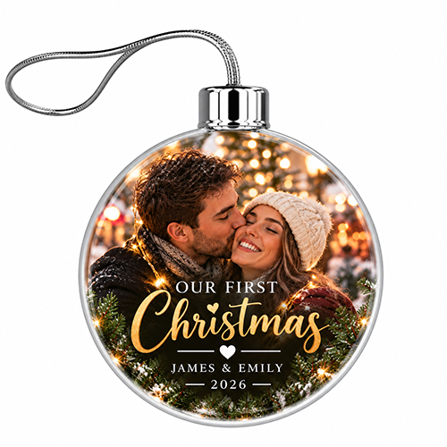 Our First Christmas 2026 Photo & Names - Jumbo Acrylic Bauble - Image 3