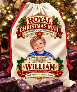 Personalised Christmas Santa Sack Any Photo - Royal Christmas Mail Parcel For Any Name