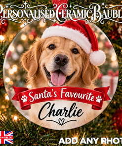 Alternative view of Santa's Favourite Photo & Name - Ceramic Bauble