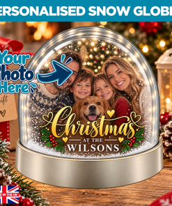 Personalised Snow Globe - Christmas At The Any Surname's Photo Upload