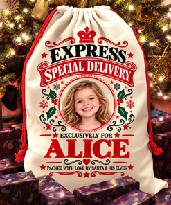 Personalised Christmas Santa Sack Any Photo & Name - Express Special Delivery